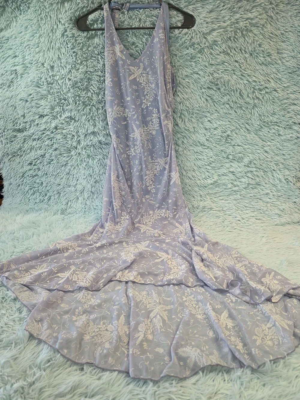 Charlotte‎ Russe Pastel Lavender Floral Mermaid Maxi Dress - Size M